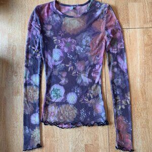 Sheer Floral Long Sleeve Top